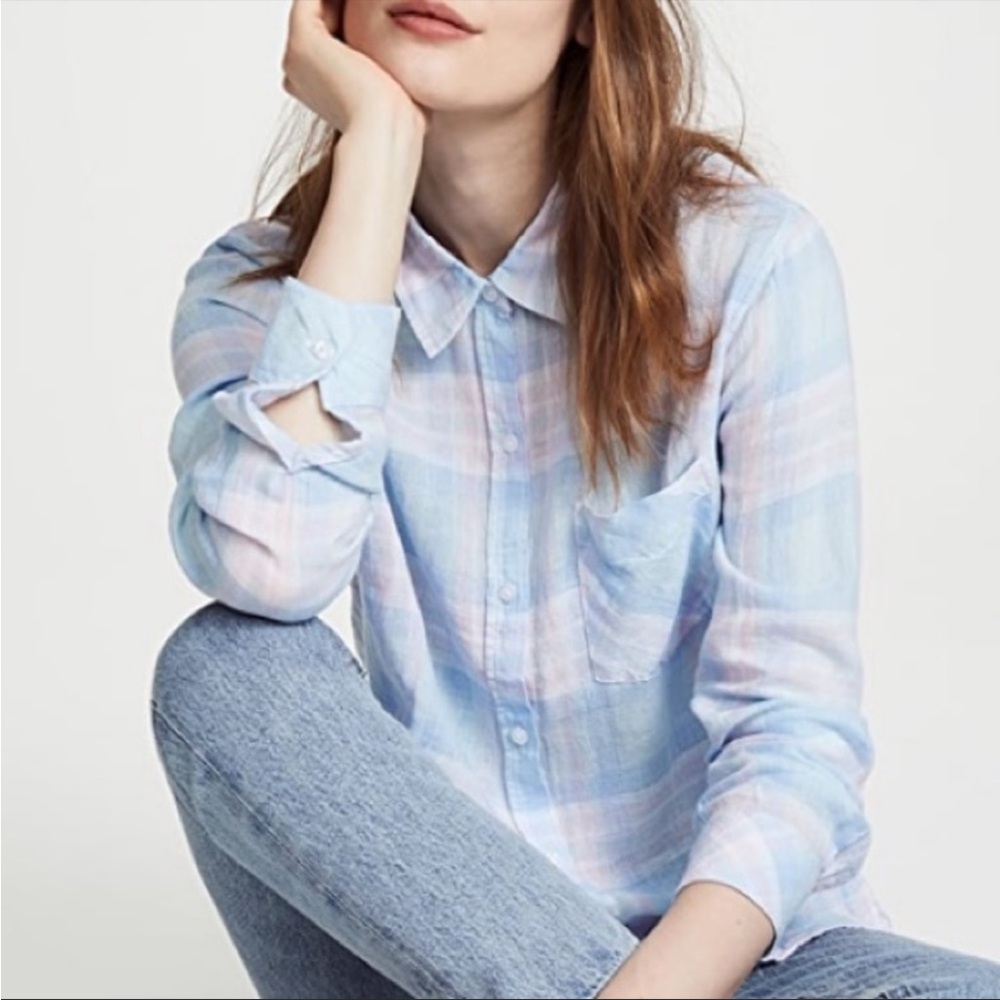 Rails Linen/Rayon Charli Check Button-Front Shirt - image 1